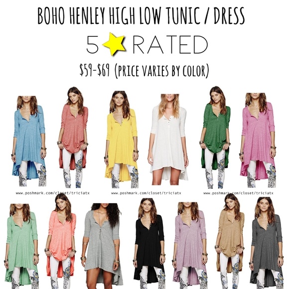 boho henley dress / tunic top - Picture 6 of 6